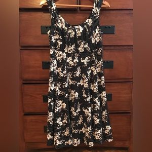 Black Floral Spring Sun Dress, Womens Size 10, Cleo Petites